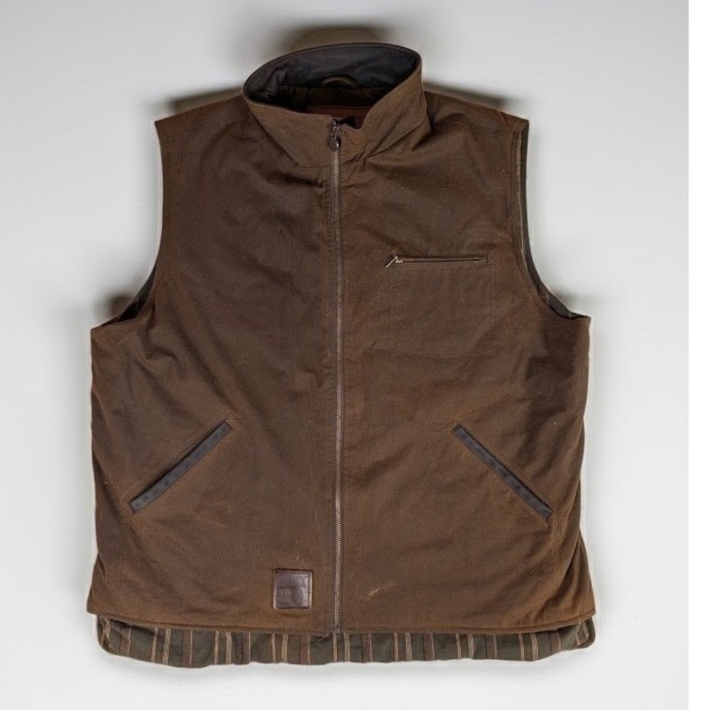 Outback Trading Co Sawbuck Oilskin Workwear Vest Men's XXL Brown 2143 Western